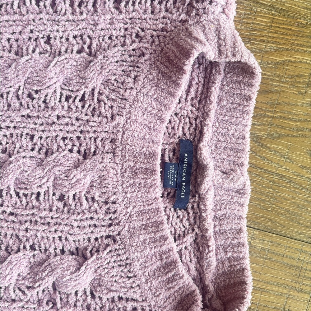 American Eagle Outfitters Dusty Pink Cable Knit Scoop Sweater